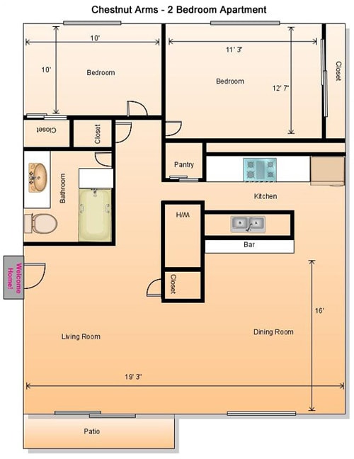 Interior Photo - 2 Bedroom 1 Bath Apartments at 5th & Chestnut