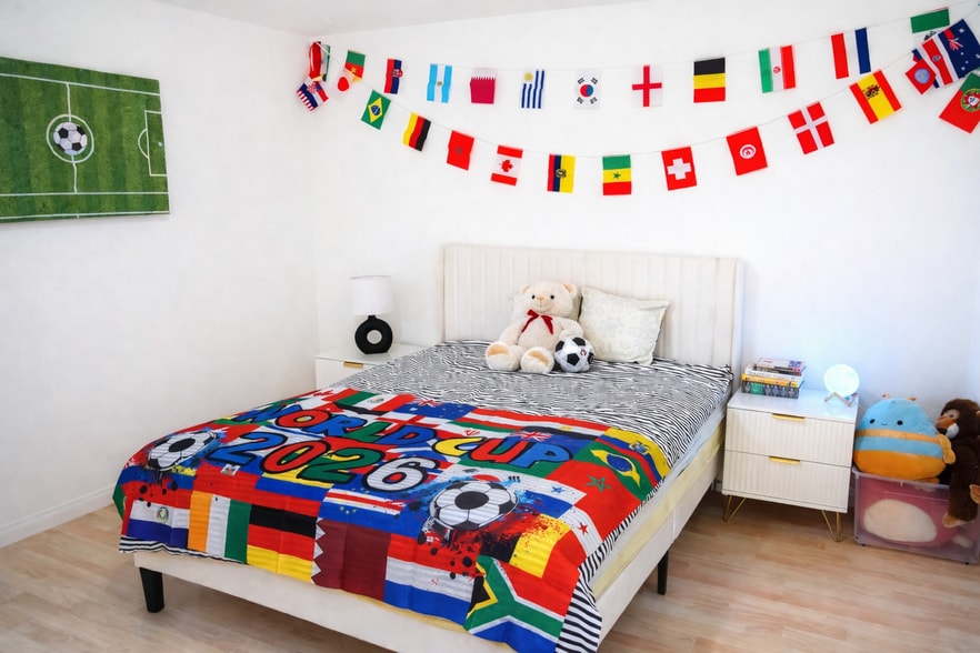 Spacious bedroom with comfortable bed. Decor available on demand. - 4401 Kraft Ave