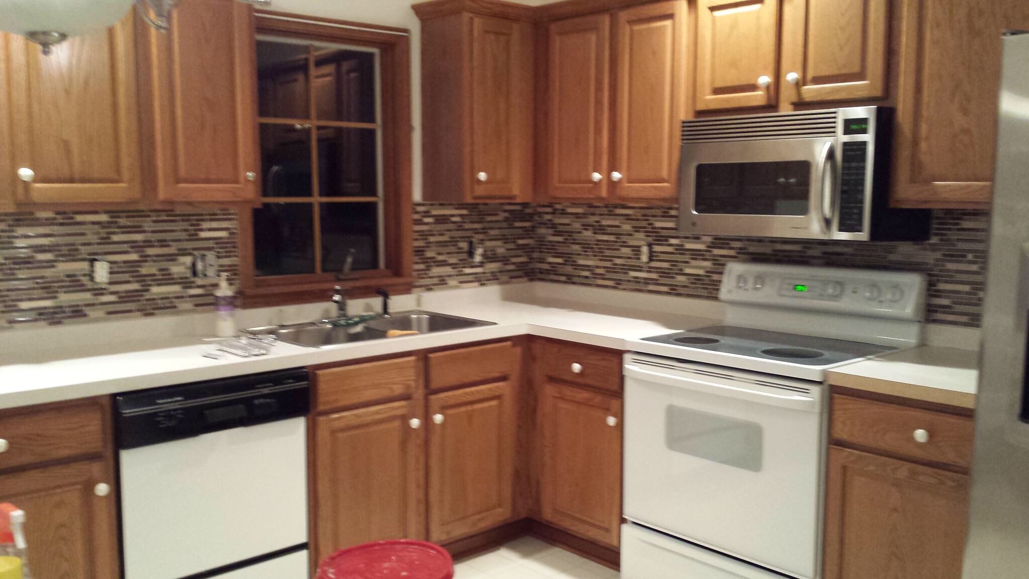Tiling the BackSplash - 236 Crabapple Ln