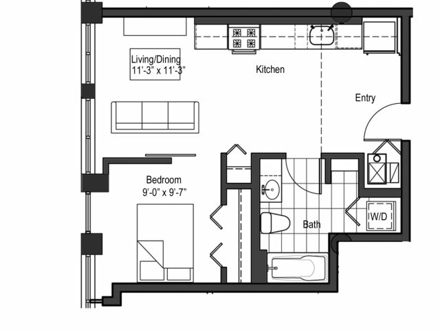 One Bedroom Junior - 13thirteen Randolph Street Lofts