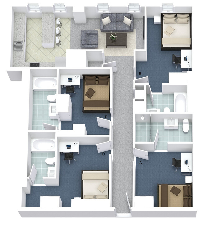 4x4 Layout B - University Lofts