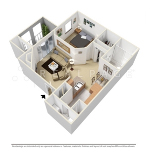 One Bedroom 603 SqFt - Eagle’s Point Apartment Homes