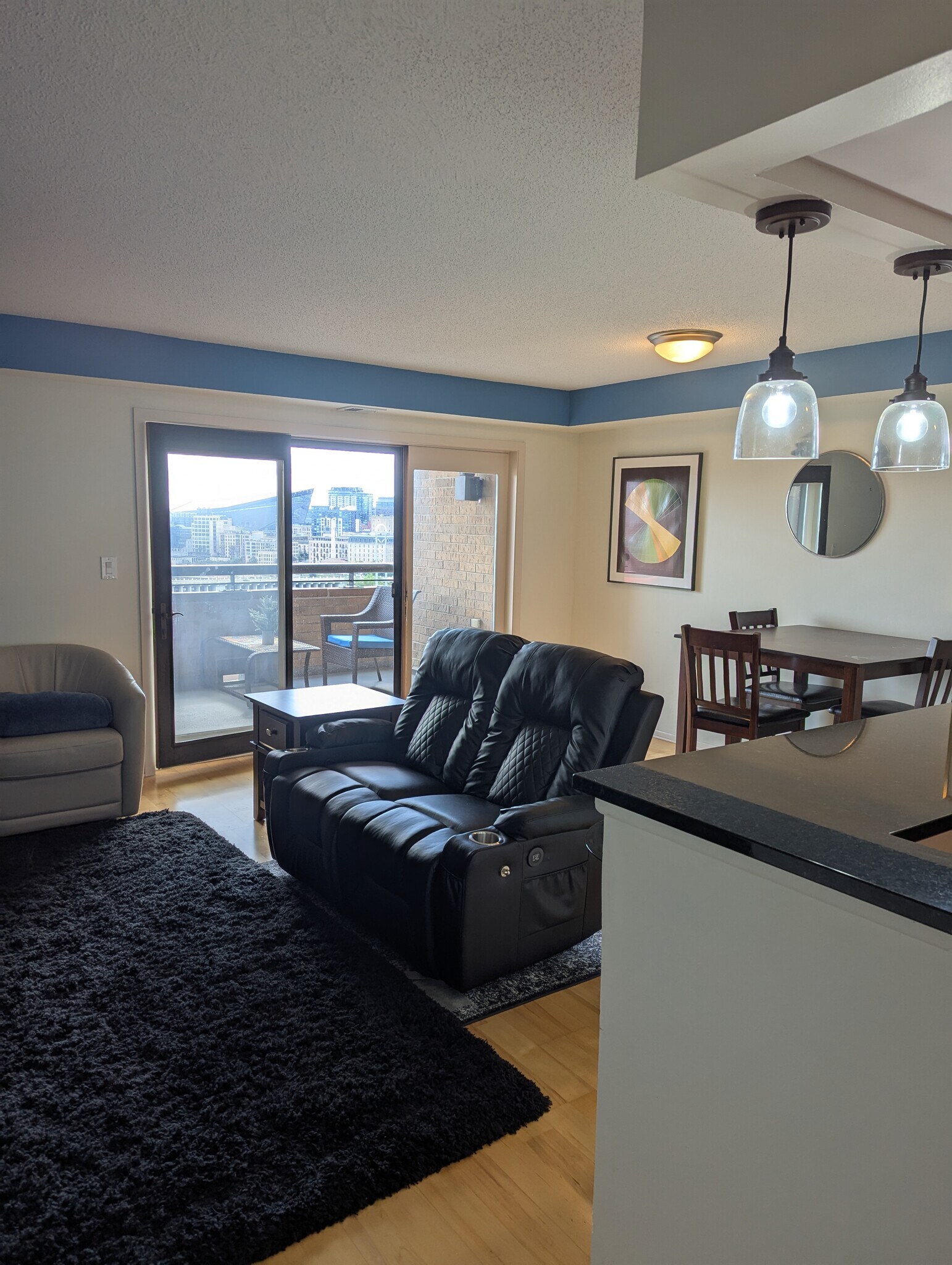 Leather pull out couch and seating - 110 1st Ave NE