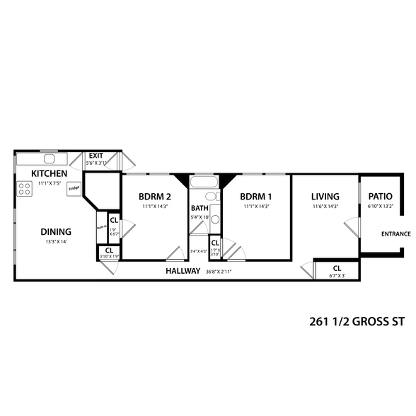 Floor Plan - 261 1/2 Gross St