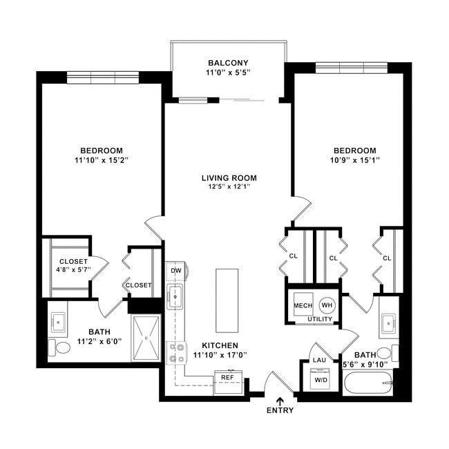 B1 Floor plan W Dimensions - Courthouse Square Apartments