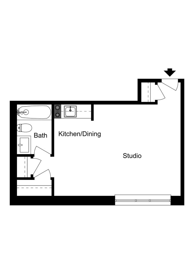 Efficiency Unit Layout - Woods View Apartments