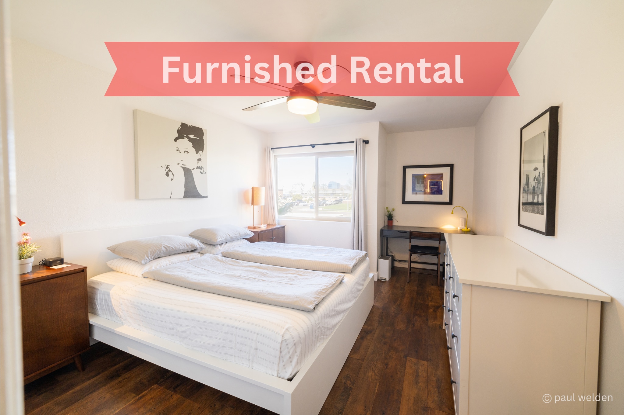 King size bed with work desk - 1111 E University Dr