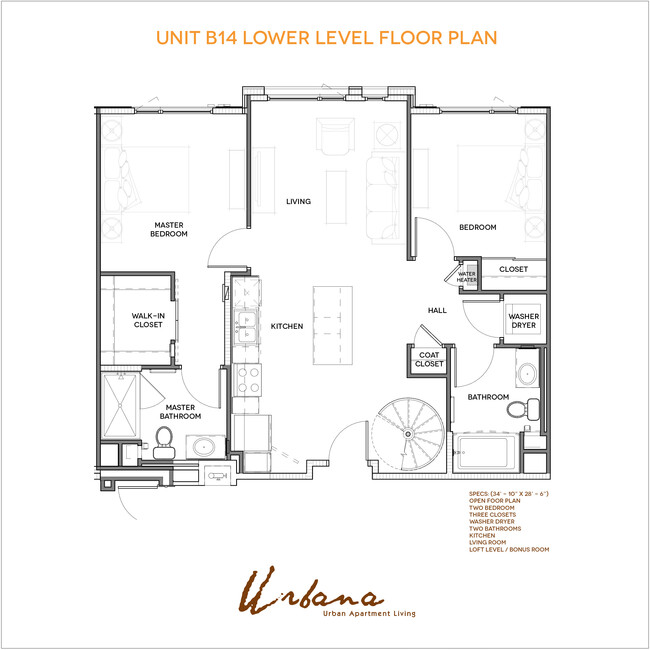 B14 Floorplan (lower level) - Urbana Chula Vista Luxury Apartments