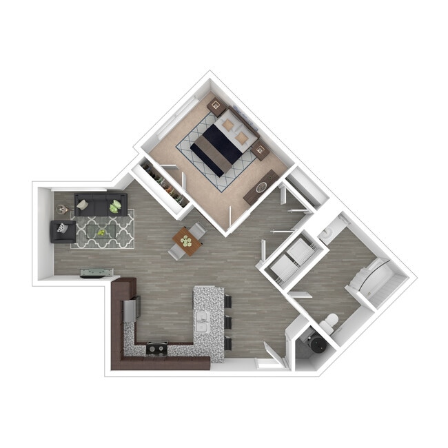 1 Bedroom, 1 Bath - Corner, 732 sq. ft. - Rockwell Place Senior Apartments
