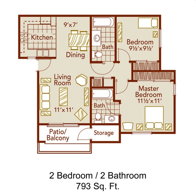 2BR/2BA - Amanda Park Senior Apartments