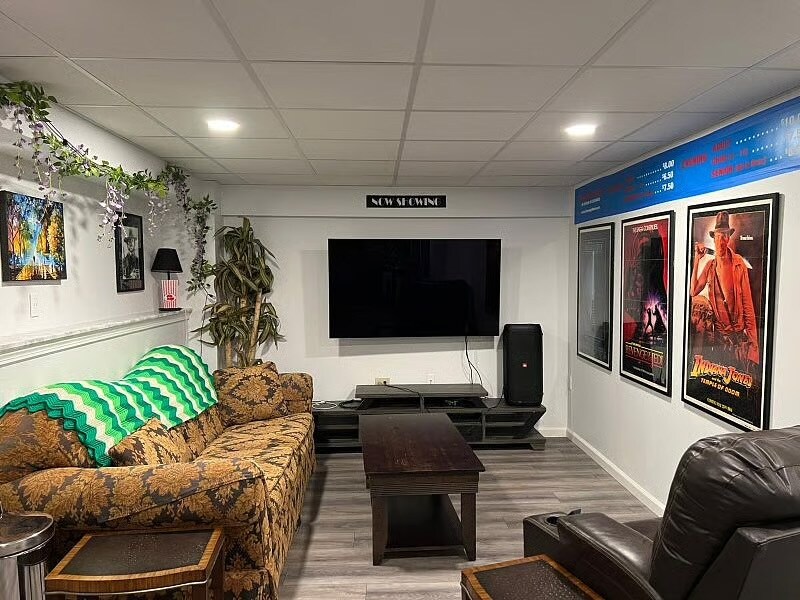 Basement finished movie room space - 207 Pasture Dr