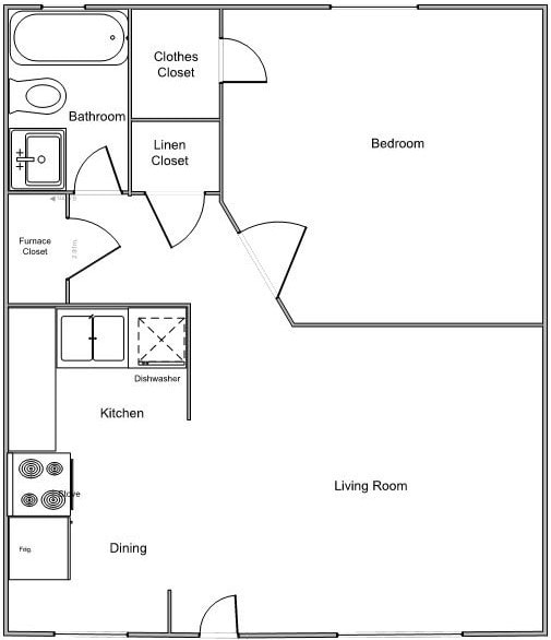 One-bedroom Floorplan - Melrose Place Apartments