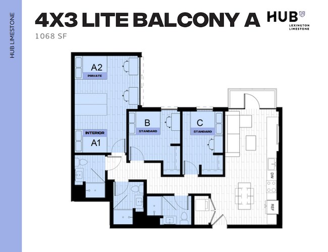 4x3 Lite Balcony A - Hub Limestone
