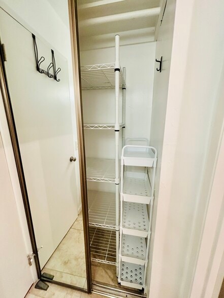 lots of closet space with shelves in bathroom - 4600 Lamont St