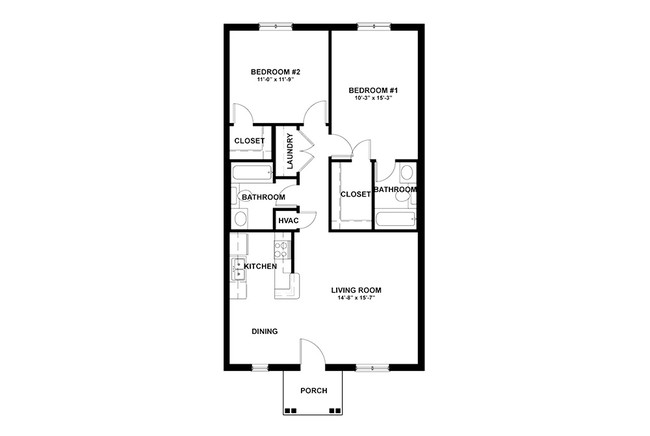 2BR/2BA - 12 Oaks