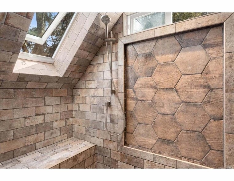 Shower wand in master shower. Rain showered above - 500 Forest Dr