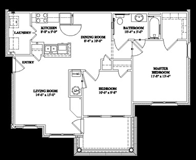 Typical 2BR/1BA - Baldwin Park Senior Village