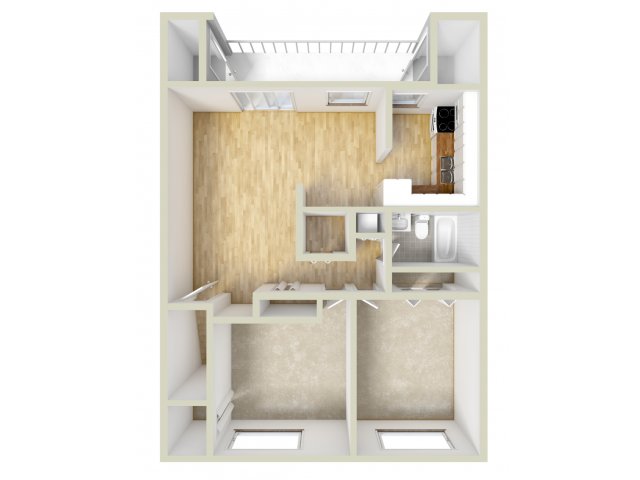 Two bedroom floor plan - Willow Run Apartments