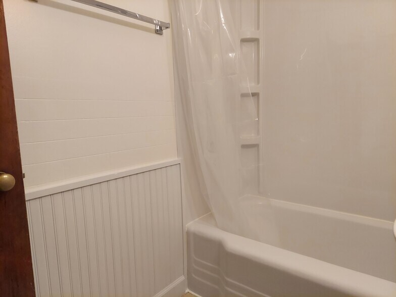 Fully updated bathroom with oversized tub and thoughtful decorative touches. - 1201 N Madison St