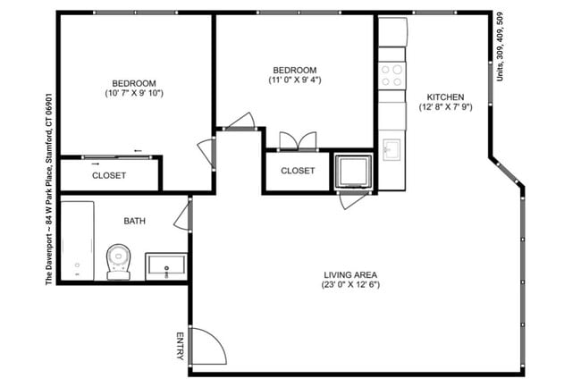 Two Bedroom 309, 409, 509 - The Davenport