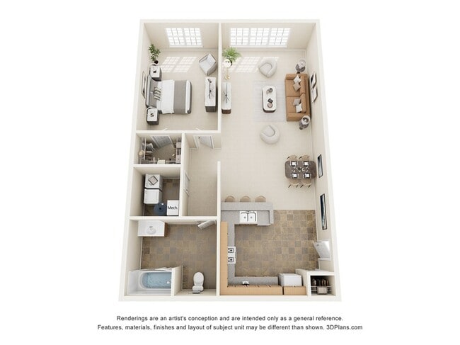 Ashley | 1 Bed 1 Bath | 834 sq ft | Morgan Ridge Apartments in Winston-Salem - Morgan Ridge