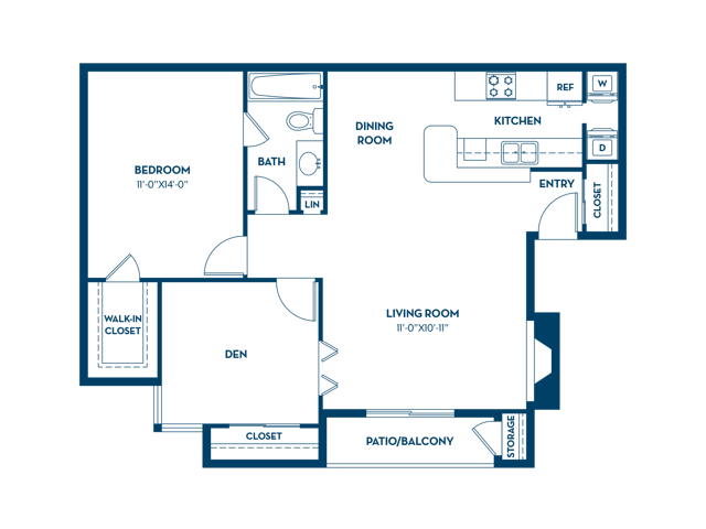 1 Bedroom | 1 Bath | 836 SF - The Augusta Apartments
