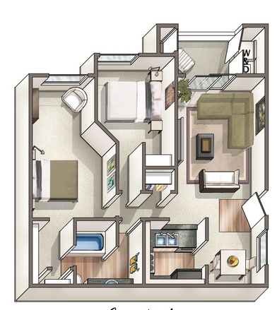 2BR/1BA - Vaseo Apartments