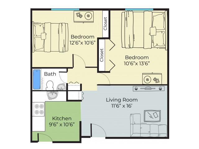 Two Bedroom Floorplan - IMPERIAL GARDENS