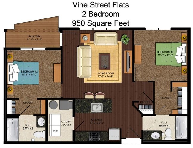 2BR/2BA - Vine Street Flats