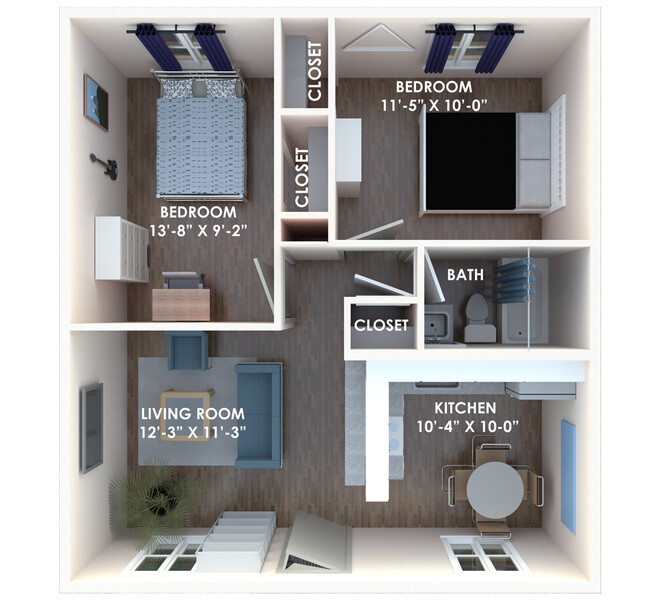 2BR/1BA Unit - Hyde Park Court Apartments