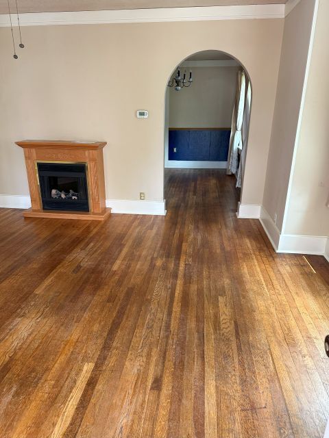 Living Room with Electric Fireplace - 509 N Institute St
