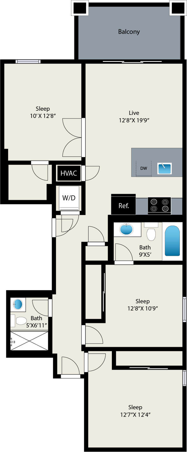 Floorplan - The Belmont by Reside Flats