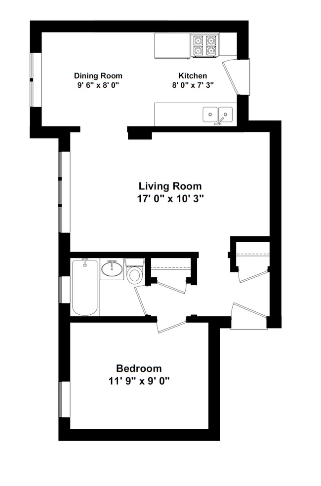 Represents 560 SQFT apartment in the 3425 Building - Maynard At Elaine Place