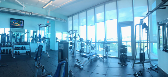 gym with modern equipment - 888 Biscayne Blvd