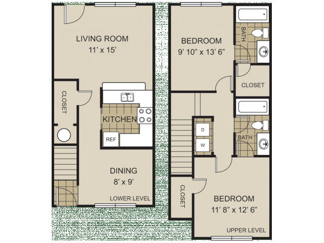 2/2 Floor Plan - Redwine Creek
