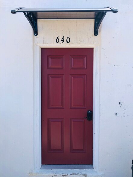 Main Entry from back with key code entry - 640 S Main St