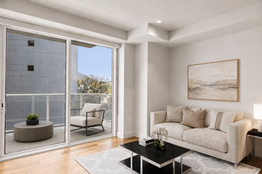 Virtually staged living room and balcony - 4422 N 75th St