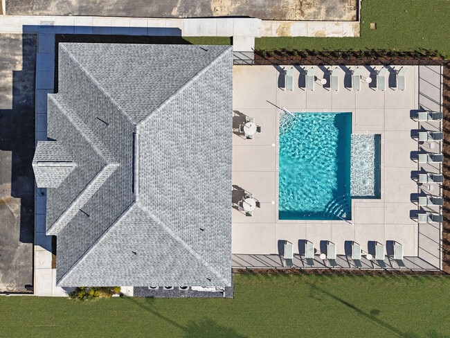 Aerial Pool View - Current Apartments