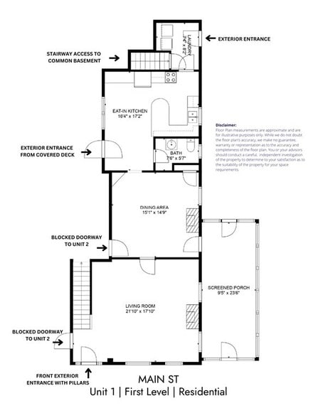 Layout of 1st floor - 205 Main St