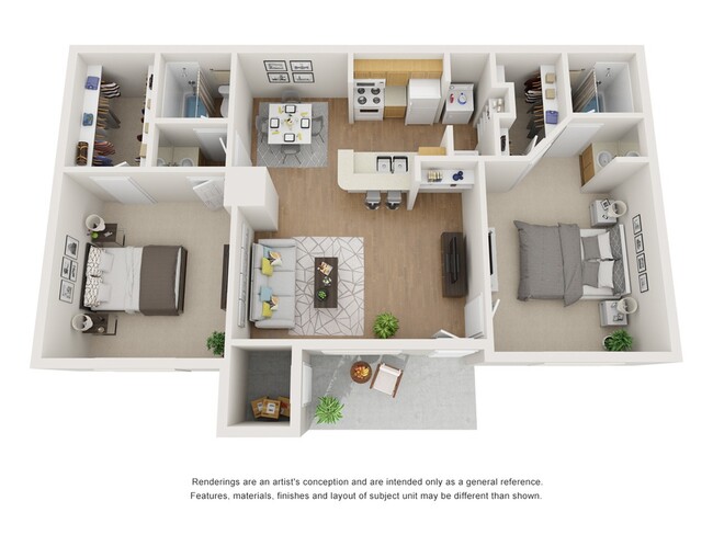 2 bedroom, 2 bathroom, 885 sq ft - The Brazos Apartments