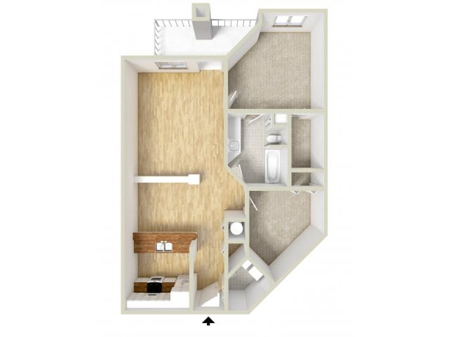 Howard - one bedroom with den floor plan - Waterloo Place Apartments