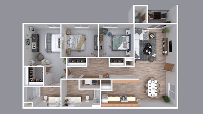 3-bed floor plan - Stonegate Village Apartments