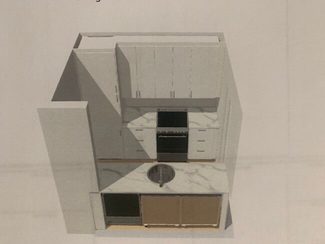 New kitchen to be installed - 3D view - 141 S Clark Dr