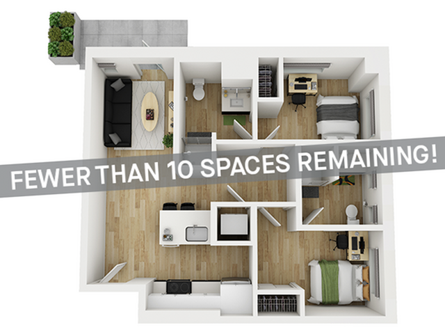 2x2 Courtyard C - Fewer than 10 Spaces Remaining! - HERE Seattle Student Apartments