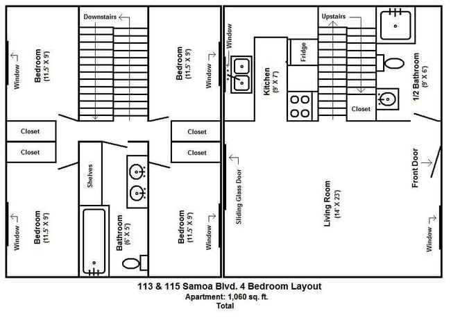 4BR/1.5BA - Meadowbrook Apartments