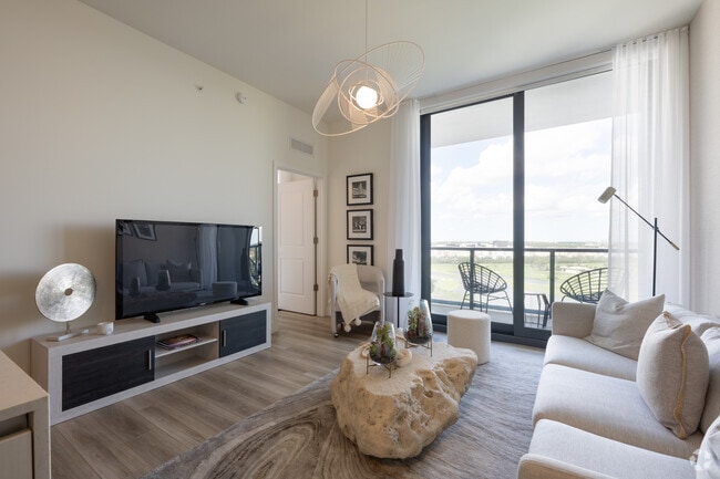 1BR, 1BA - 859SF - Living Room - Mondrian Hallandale Beach Residences