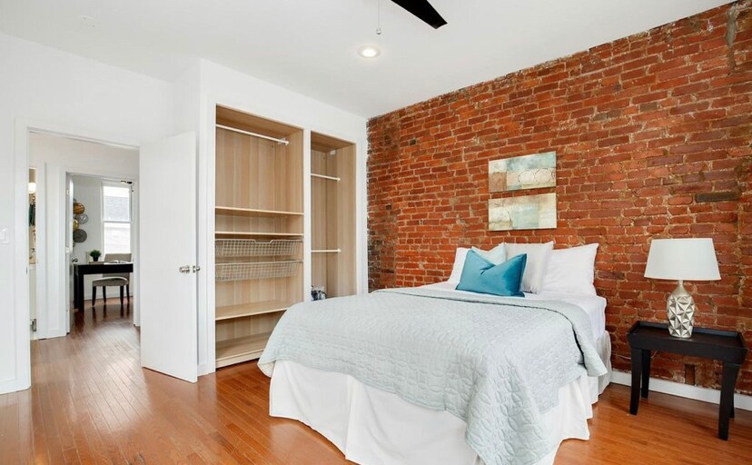 Second bedroom with exposed brick and good closet space - 330 Elm St NW