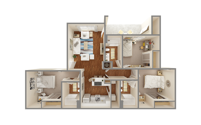 University Trails College Station 3x3 Premium Floor Plan - University Trails