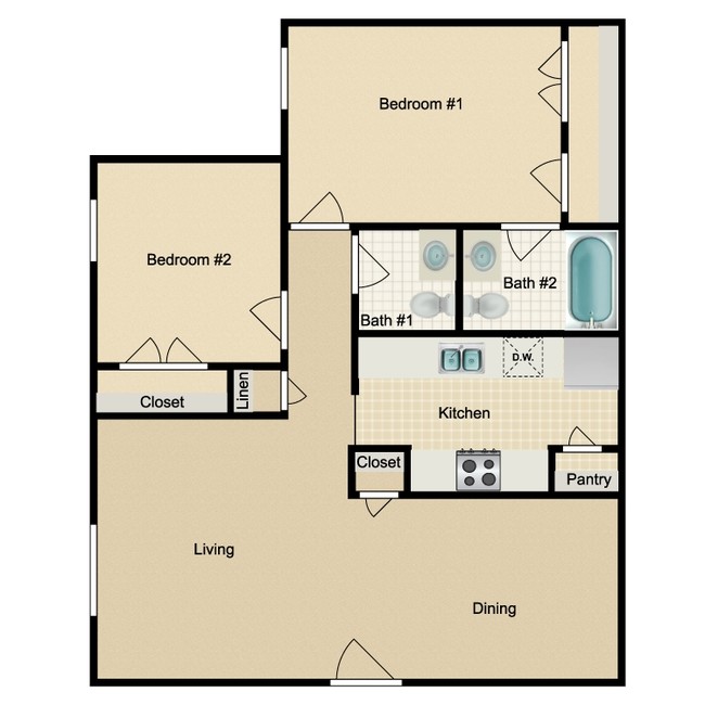 2-Bed-1-Bath.png - Rose Valley Apartments