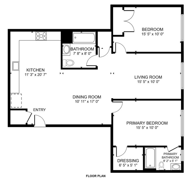 2 Bedroom 2 Bathroom Layout - 51 E Main St